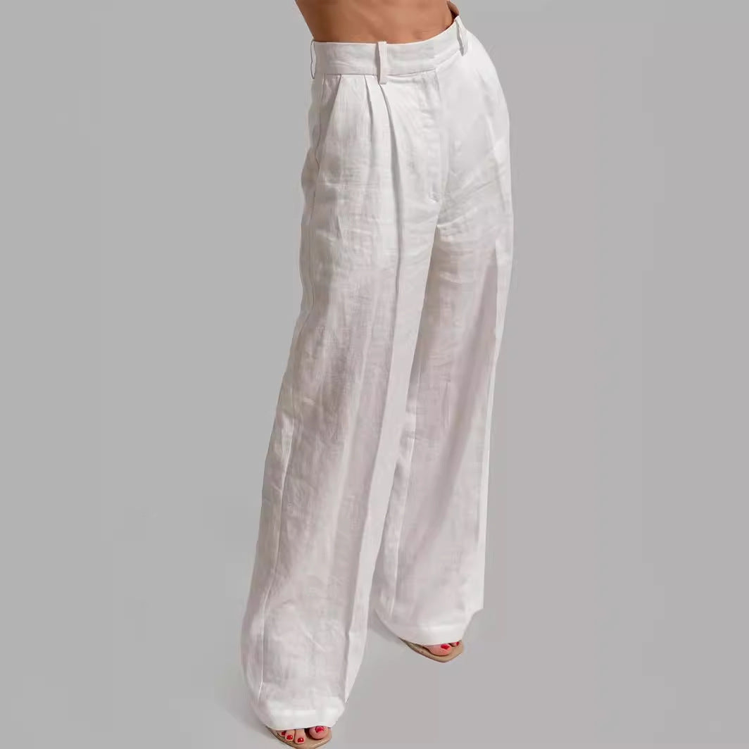 Chaleco Pantalones Traje sin mangas con cuello en V blanco puro