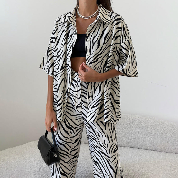 European And American Fashion Satin Zebra Striped Suit