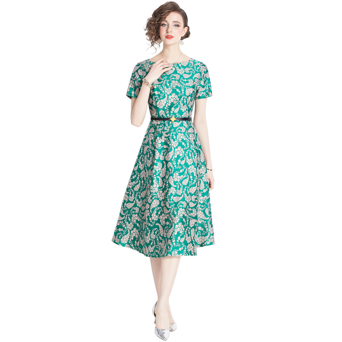 French Retro Jacquard Dress Women