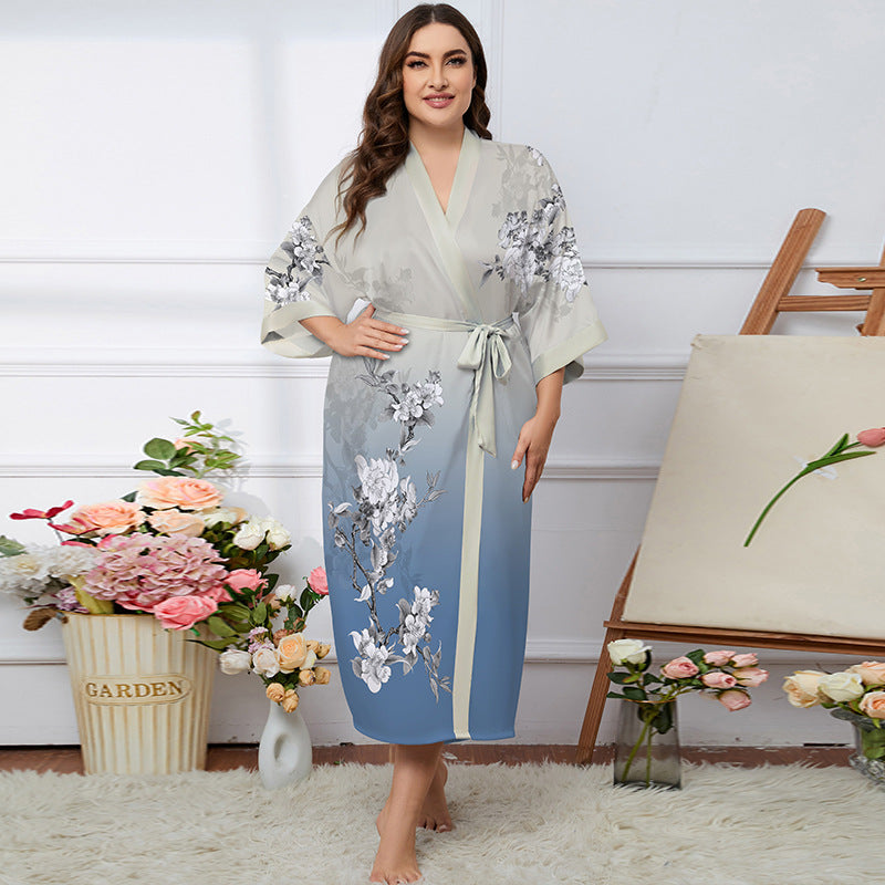 Satin Pajamas Women's Summer Light Luxury Bathrobe Homewear