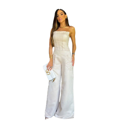 Camisole Tube Top Wide Leg Pants Women's Suit