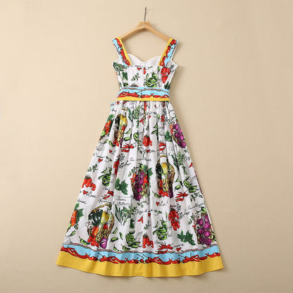 Vestido con tirantes de frutas y verduras que moldea el cuerpo de Keel