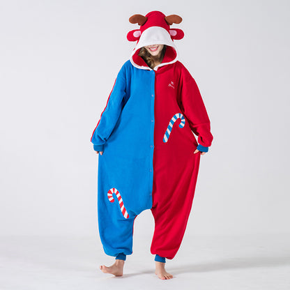 Polar Fleece Christmas Animal One-piece Pajamas Cute