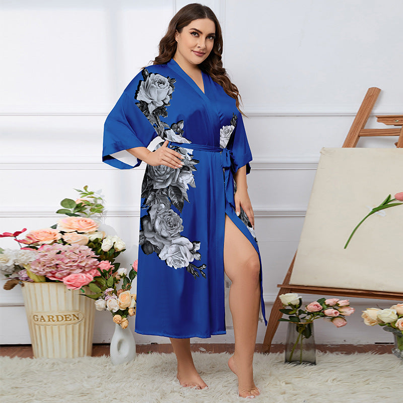 Satin Pajamas Women's Summer Light Luxury Bathrobe Homewear