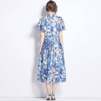 Cotton Printed Pattern Two-piece Sling Long Dress