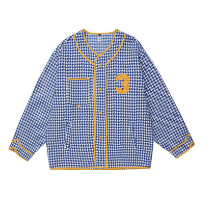 Houndstooth Baseball Jacket For Men And Women