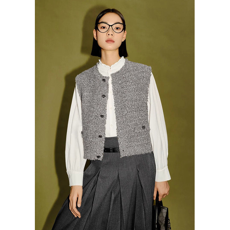 Women's Design Gray Melange Knitted Vest