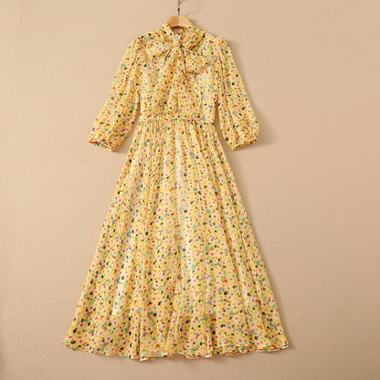 Chiffon Floral High Waist Big Swing Dress