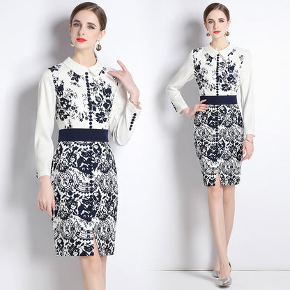 Printed Elegant Slim-fit Elegant Dress