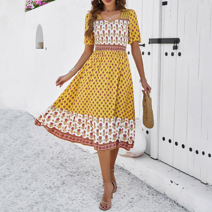 Robe imprimée décontractée pour les vacances de printemps et d'été