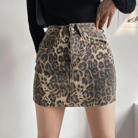 Falda con estampado de leopardo para chica caliente de nicho europeo y americano