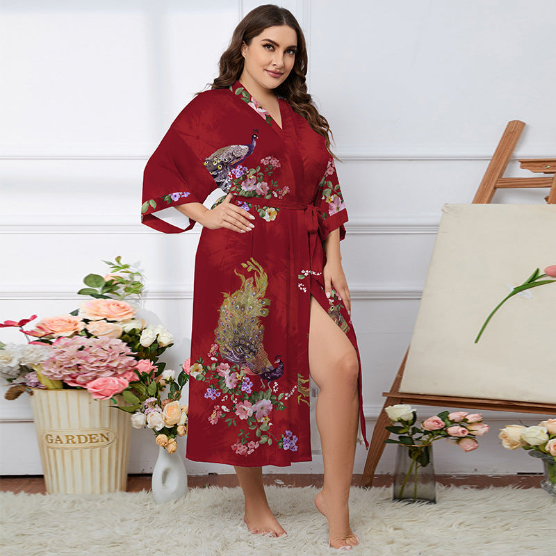 Satin Pajamas Women's Summer Light Luxury Bathrobe Homewear