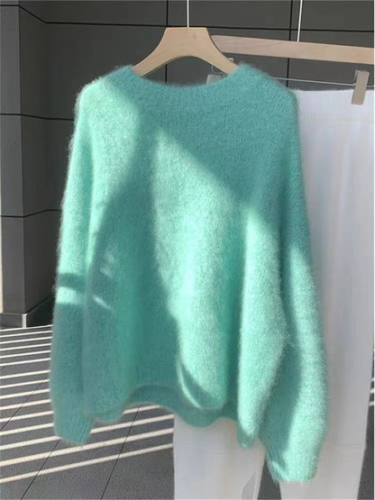 Suéter suelto de mohair de otoño e invierno para mujer