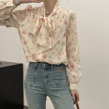 Camisa floral Elegance Retro Niche para mujer