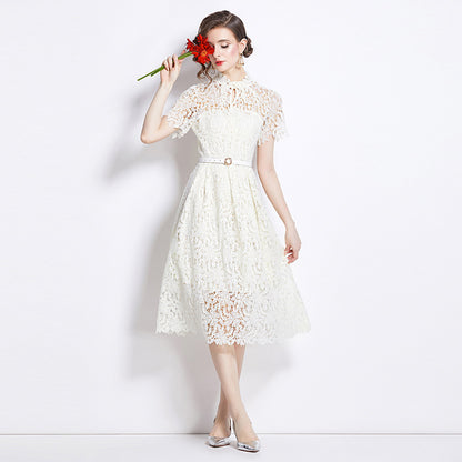 Lace Embroidery Waist Slimming Dress