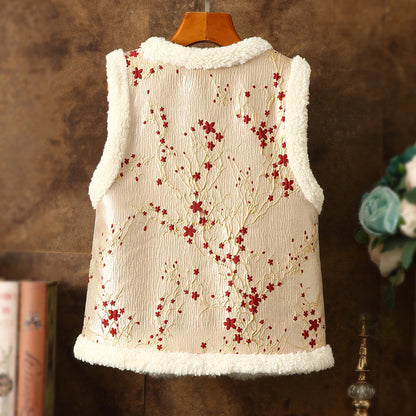 Round Neck Circle Lamb Plush Thickened Warm Cardigan