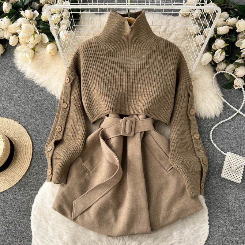 Korean Style Fashion Short Sweater Vest Suit Skirt Two-piece Set