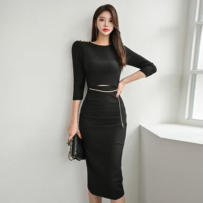 Waist Slimming Elegant Socialite Waist-baring Dress