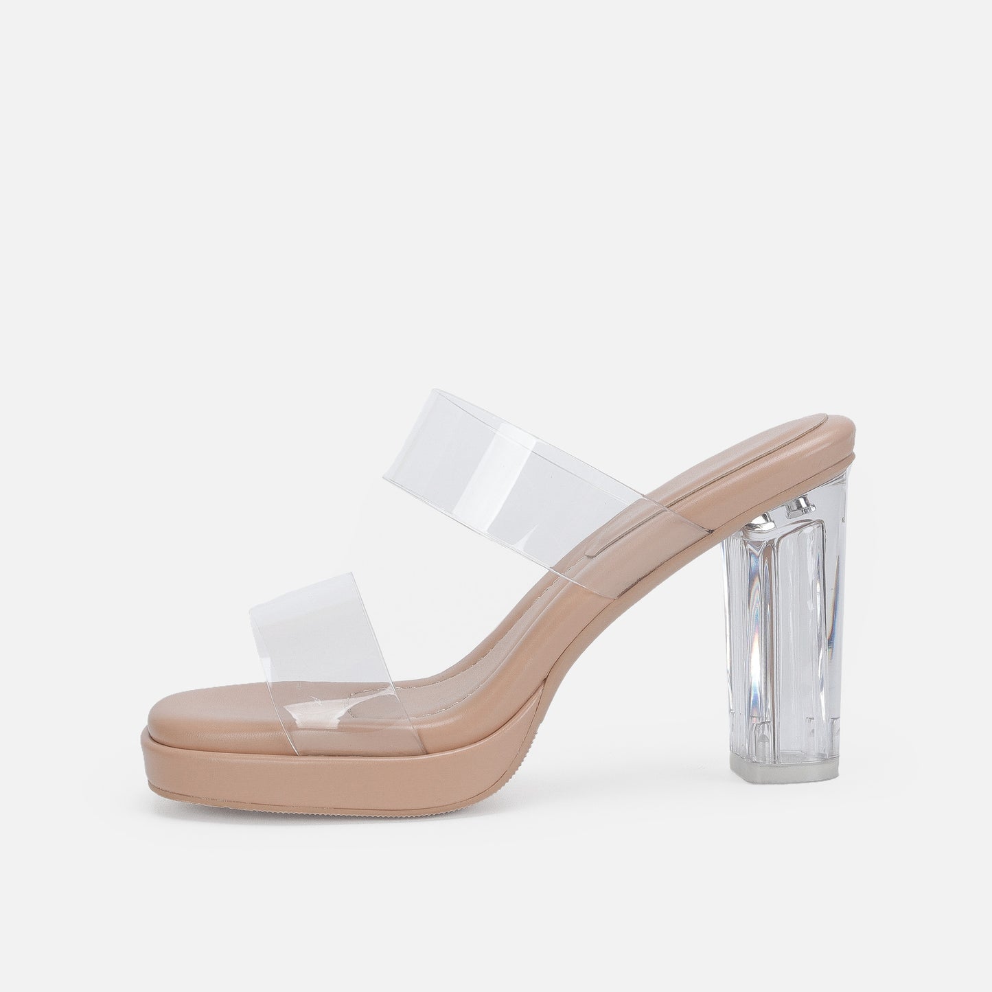 Ankle-strap High Heel Women's Sandals Transparent Crystal Thick Heel Shoes For Outer Wear