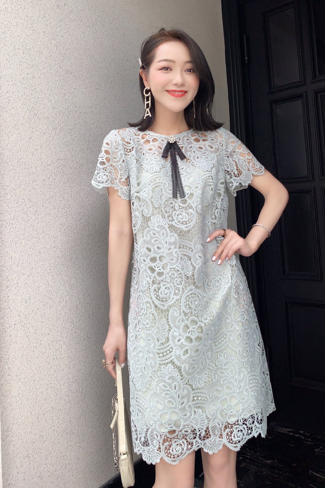 Hollow Water Soluble Loose Waist Dress