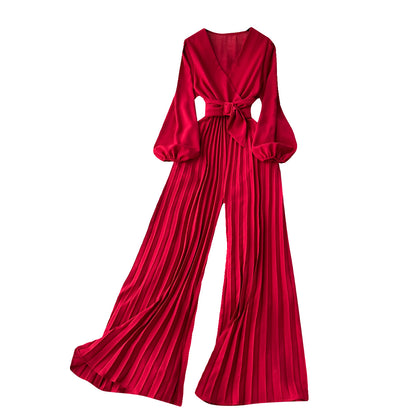 European And American Puff Sleeve Jumpsuit Women