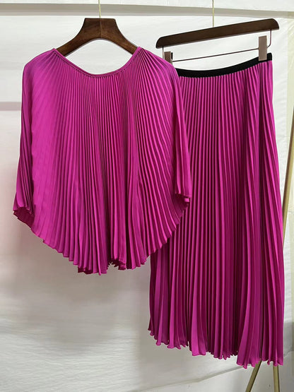 Female Bat Sleeve Pleated Chiffon Shirt