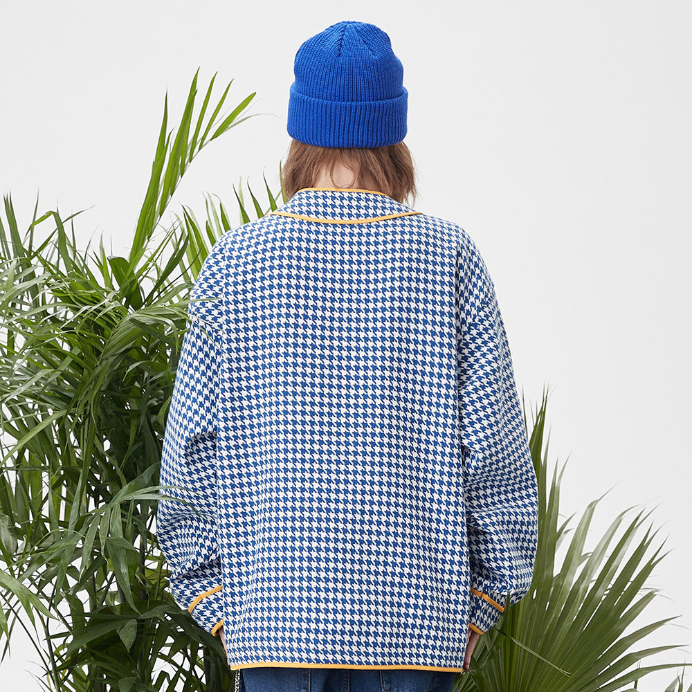 Houndstooth Baseball Jacket For Men And Women