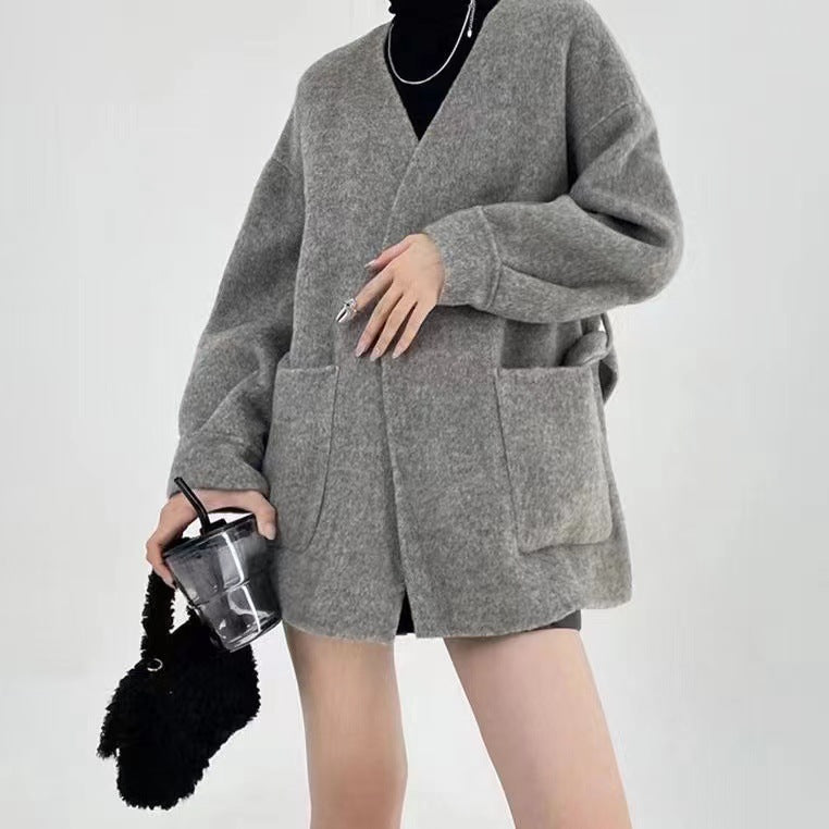 Elegant Slimming Double-sided Wool Overcoat