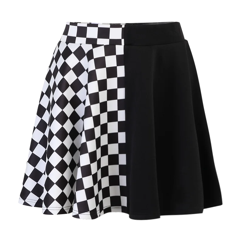 Halloween Contrast Color Black and White Checkered Dark Style Skirt