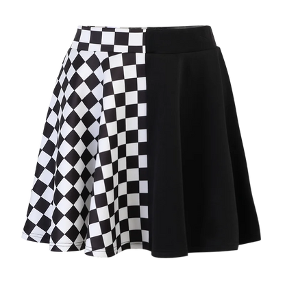 Halloween Contrast Color Black and White Checkered Dark Style Skirt