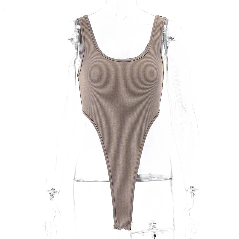 WhereMery Solid Ribbed Y2K Bodysuit Sleeveless U-neck Bodycon Women Bodice Harajuku Basic Summer Tops 2022 Sexy Party Clubwear