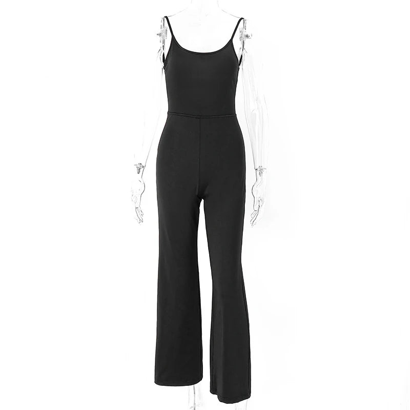 Xeemilo Sexy Backless Spaghetti Strap Jumpsuit Woman Summer Black Skinny Bodycon Bodysuit Pants Holiday Ladies Casual Jumpsuits