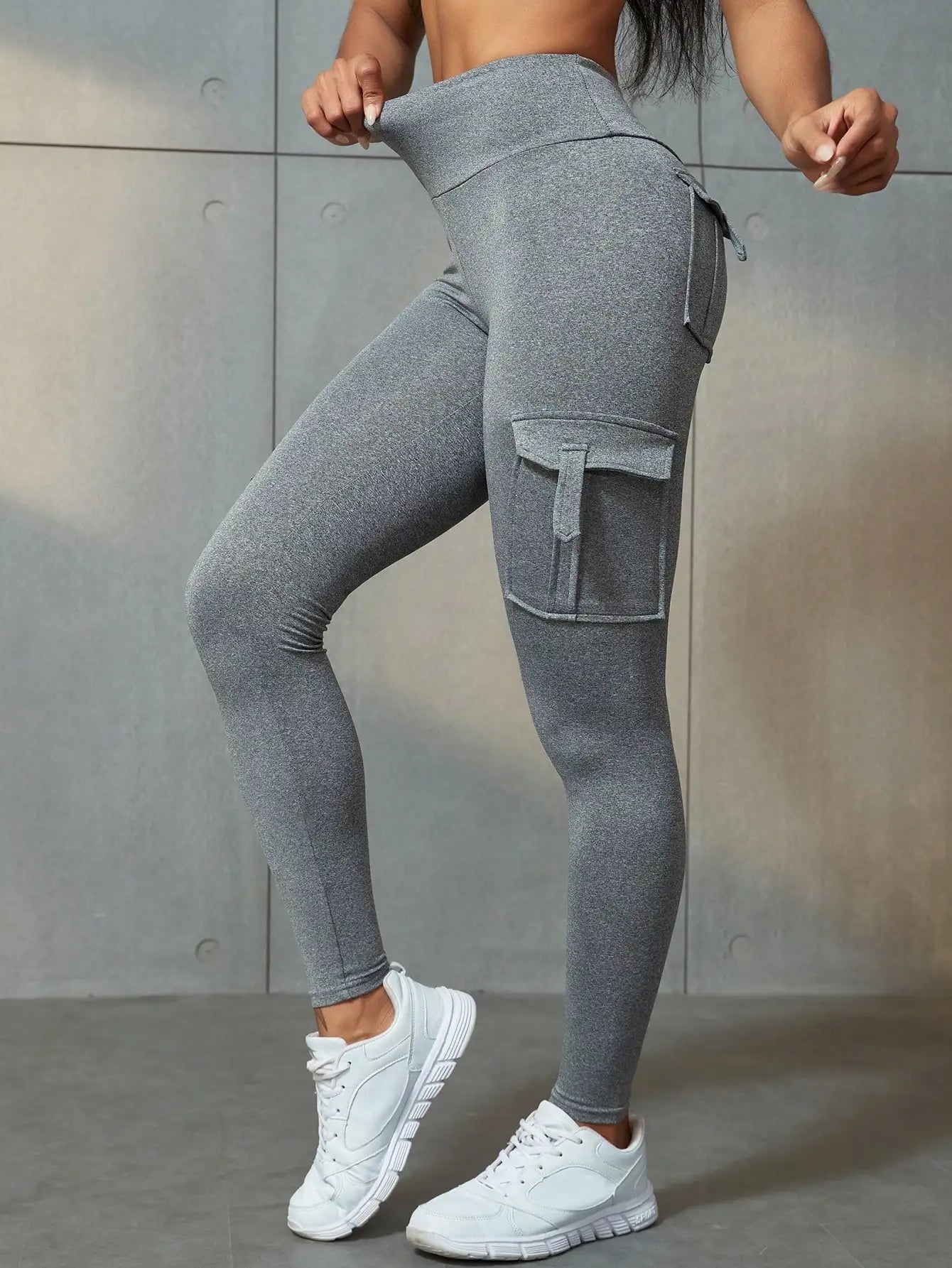 Leggings longs avec poches à rabat, large bande, pour course à pied, Yoga, Cargo, extensible, vêtements de sport, d'entraînement, de Fitness en plein air, à la mode, 2023