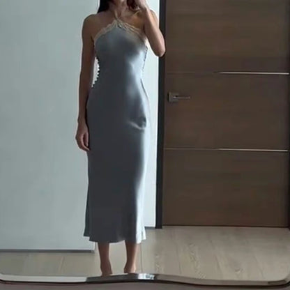 WhereMery – Robe Maxi en Satin, épaules dénudées, Sexy, esthétique, point en dentelle, dos nu, vêtements de plage, Robe de soirée élégante, été, 2023