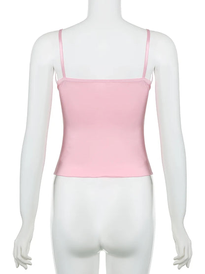 IAMSURE-Camiseta tipo Bandage con encaje liso para mujer, Top informal ajustado con cuello en V profundo, camisetas sin mangas sin mangas, ropa de calle de verano a la moda