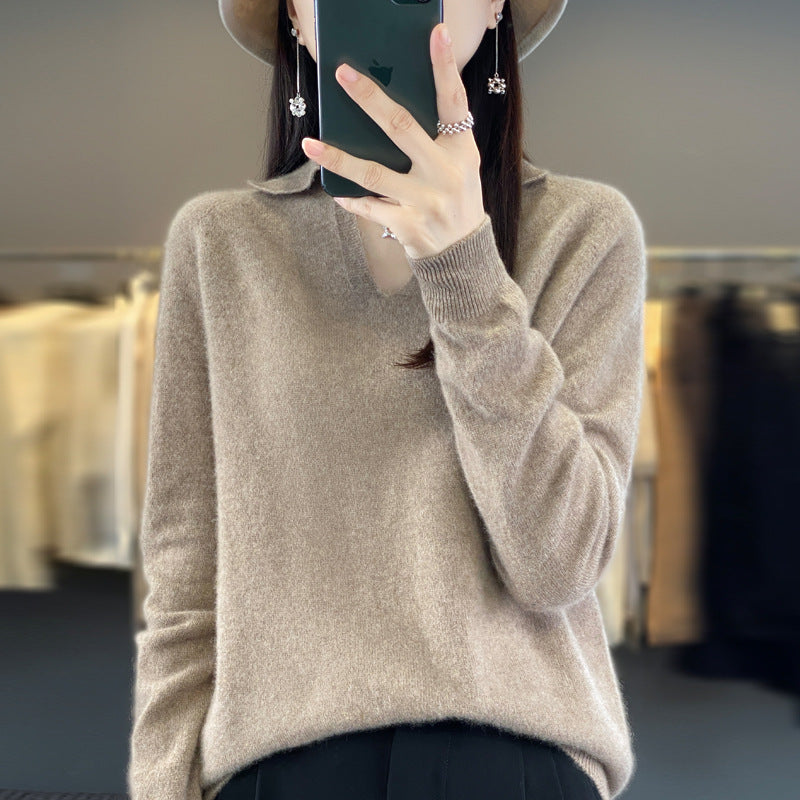 Pure Wool Idle Style Knitted Bottoming Shirt High-grade Top