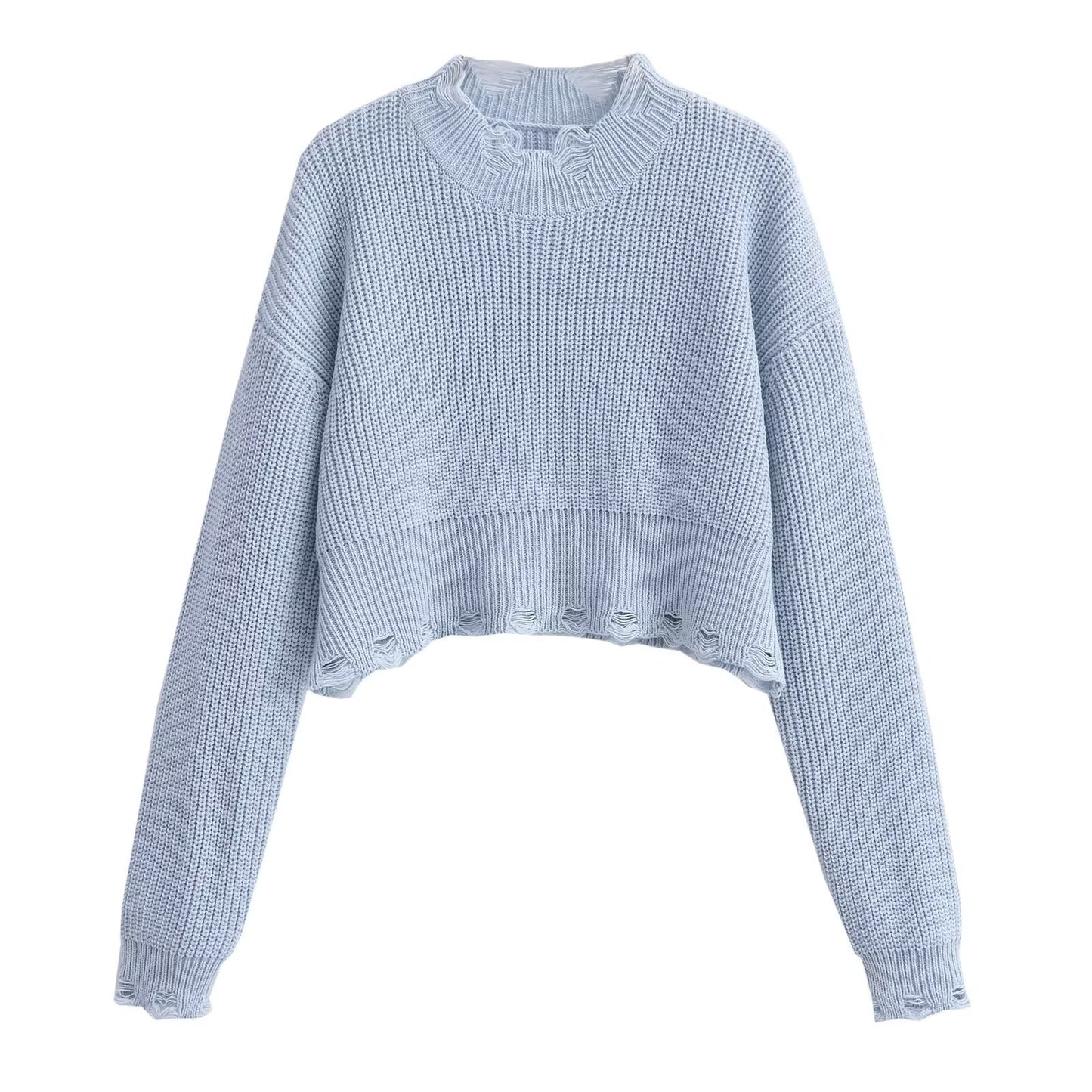 Pull déchiré rétro paresseux pour femme, automne