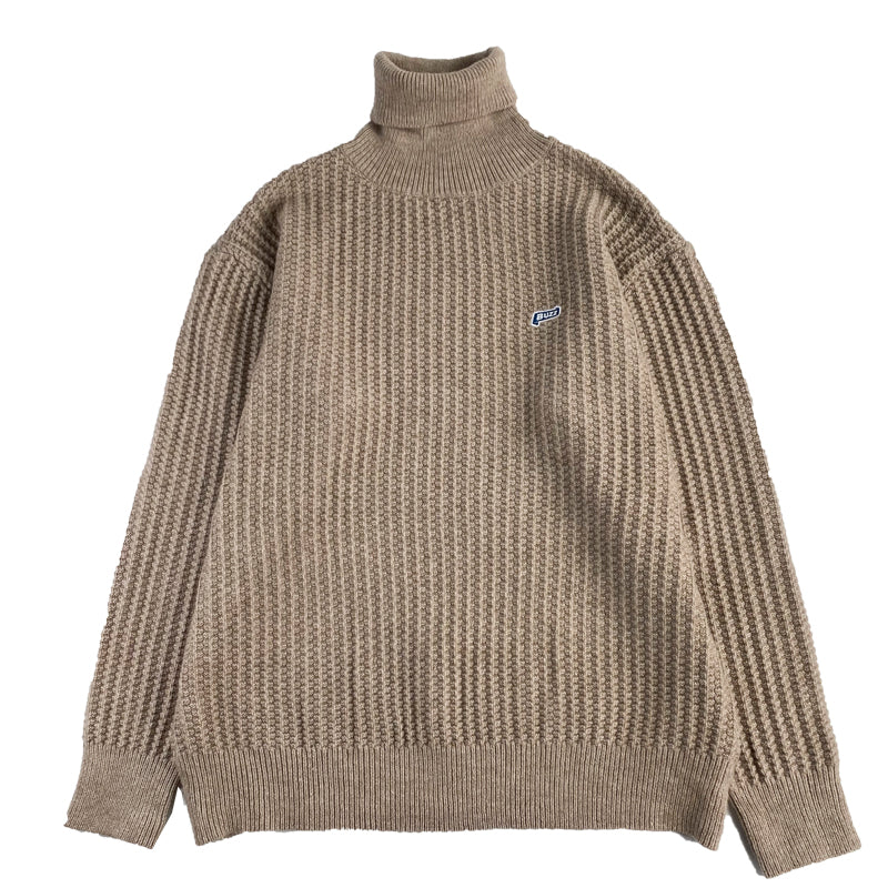 Pull à col roulé de couleur caramel rétro pour hommes et femmes