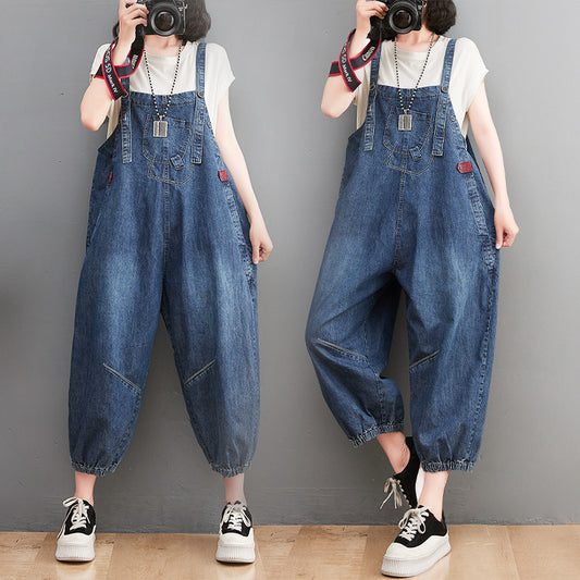 New Plus Size Women's Loose And Slim Denim Overalls