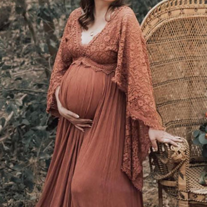 Pregnant Women Fluffy Wide Hem Lace Dress