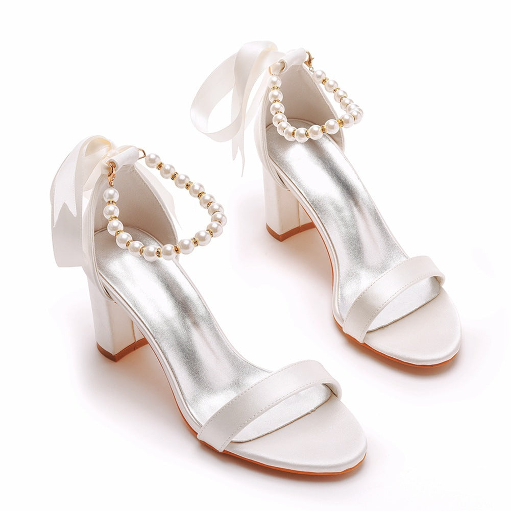 Women's Shallow Mouth Strap Square Heel Sandals