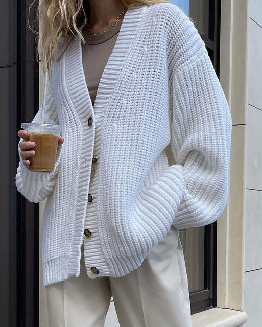 Autumn And Winter V Neck Loose Cardigan Womens Singles