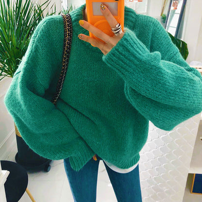 Retro Hedging Thickened Autumn And Winter Loose Slim Knit Sweater