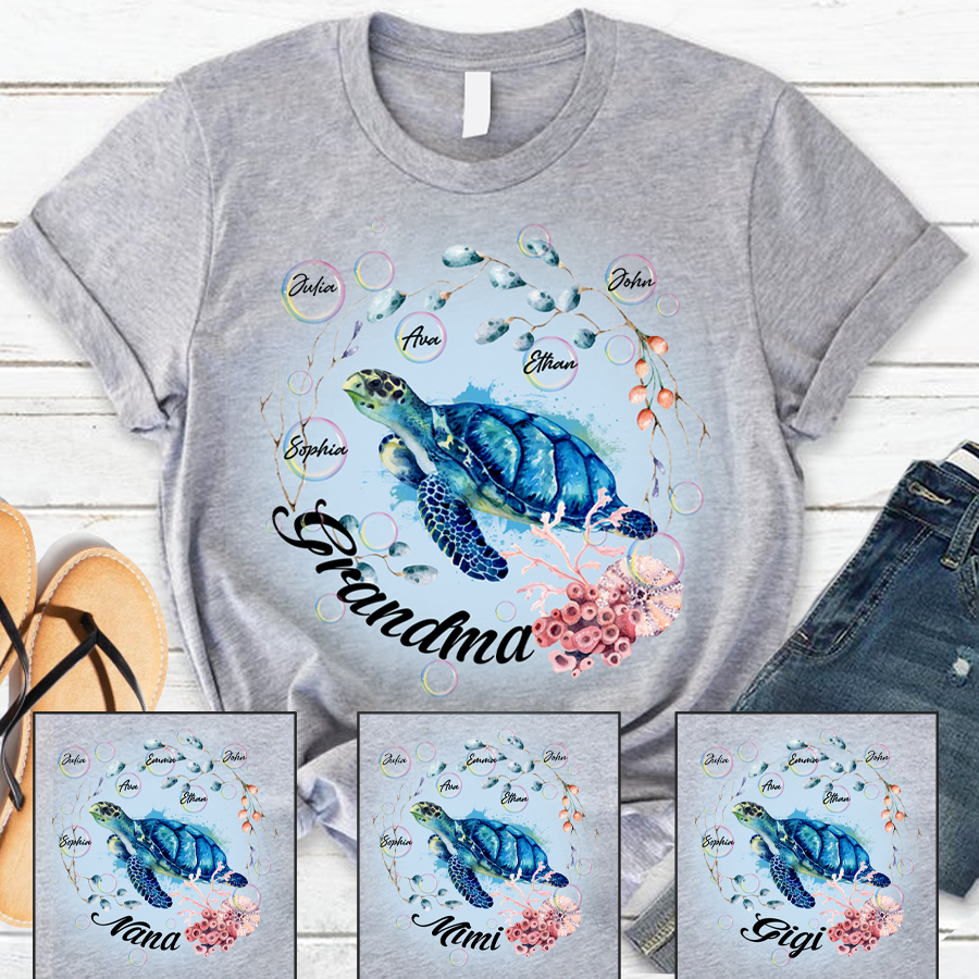 Camiseta personalizada con nombre de abuela tortuga y nieto