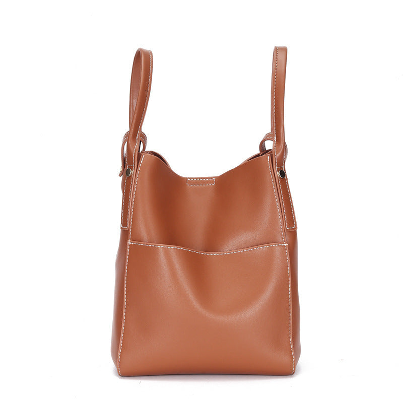 Original Fashion One-shoulder Soft Leather Bucket Bag