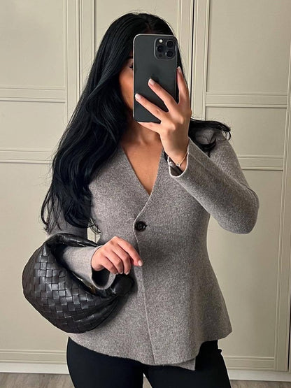 Loose All-match V-neck Knitted Women's Coat