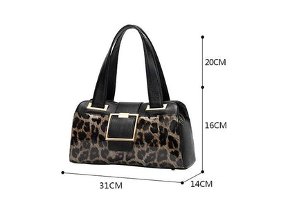 Bolso bandolera de cuero de gran capacidad con estampado de leopardo salvaje para mujer, portátil, de un solo hombro