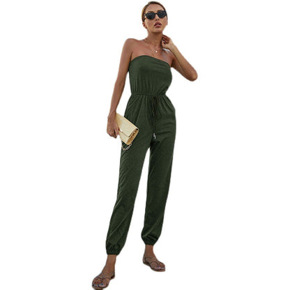 Sexy Women's Sleeveless Waistband Tube Top Bodysuit