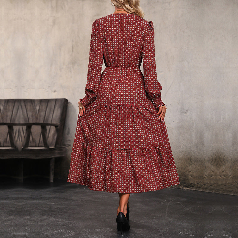 Long Sleeve Printed Autumn Dress