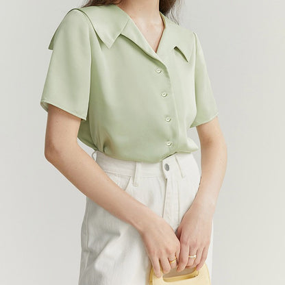 Women's Satin Chiffon Short-sleeved Shirt